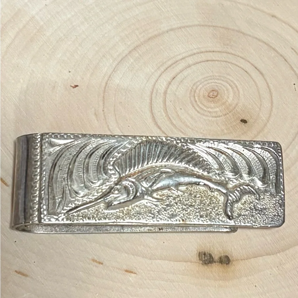 Elegant Mexico .925 Silver Engraved Money Clip